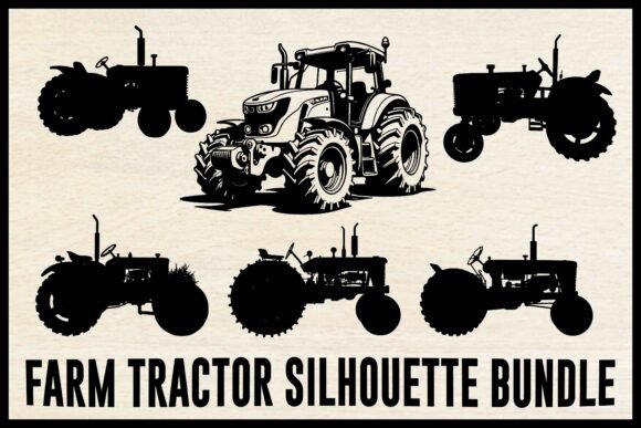 Download Farm Tractor Silhouette Vector Bundle | - Premium Bundle