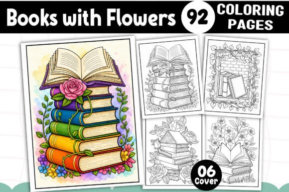 Download Books with Flowers Coloring Pages - Coloring pages Collection