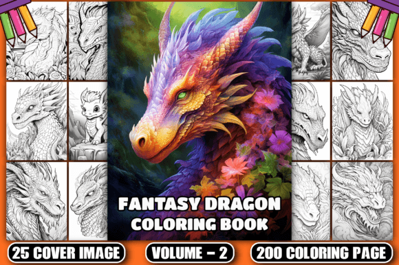 Download 200 Fantasy Dragon Coloring Pages Vol-2 - Coloring pages Collection
