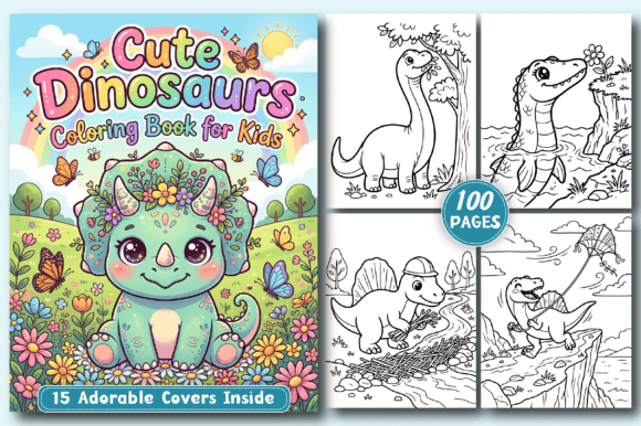 Download CUTE Dinosaurs Coloring PAGES for Kids - Coloring pages Collection