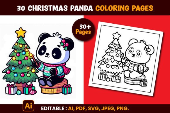 Download Christmas Panda Coloring Pages for Kids - Coloring pages Collection
