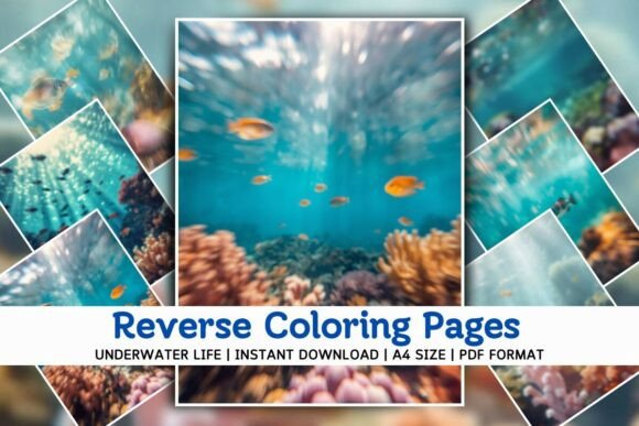 Download Underwater Life Reverse Coloring Pages 5 - Coloring pages Collection