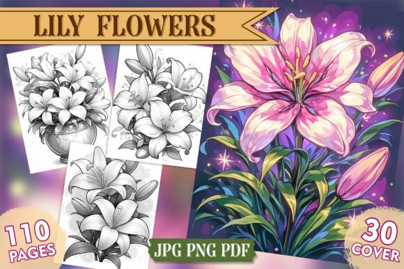 Download Lily Flowers Coloring Pages, Vol- 01 - Coloring pages Collection