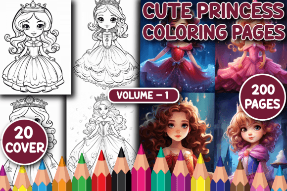 Download 200 Cute Princess Coloring Pages V - 1 - Coloring pages Collection