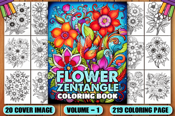 Download 219 Zentangle Flower Coloring Pages KDP - Coloring pages Collection