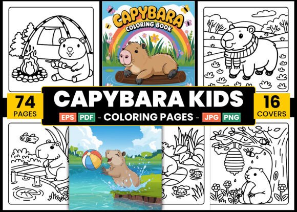 Download Capybara Kids Coloring Book Pages - Kids coloring book Collection