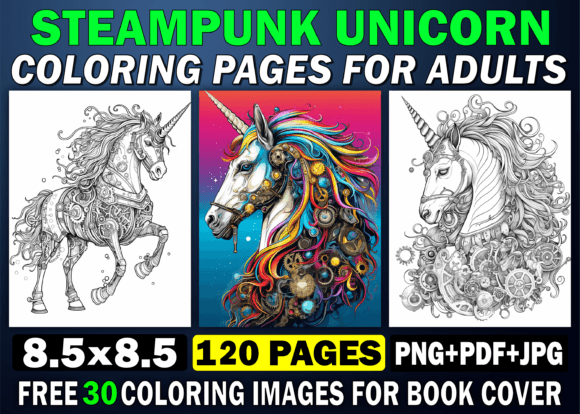 Download 115+Steampunk Unicorn Coloring Pages KDP - Coloring pages Collection