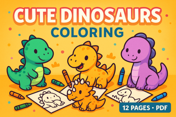 Download Cute Dinosaurs Coloring Pages for Kids - Coloring pages Collection