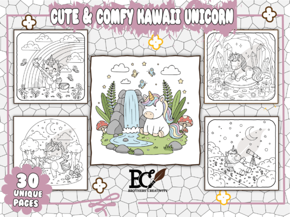 Download Cute &amp; Comfy Kawa Unicorn Coloring Pages - Coloring pages Collection