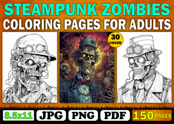 Download 150 Steampunk Zombie Coloring Pages Book - Coloring pages Collection