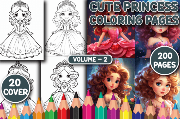 Download 200 Cute Princess Coloring Pages V - 2 - Coloring pages Collection