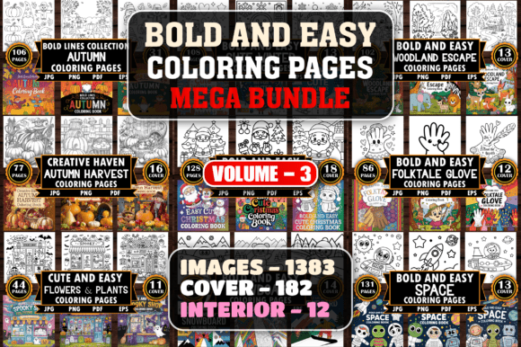 Download 1383 Bold and Easy Coloring Pages Bundle - Coloring pages Collection