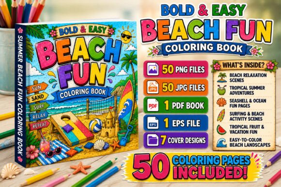 Download Bold &amp; Easy Beach Fun Coloring Pages - Coloring pages Collection