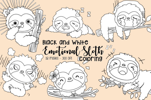 Download Black and White Coloring Sloth - Black and white coloring Collection