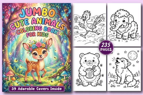 Download Jumbo Cute Animals KIDS Coloring Book - Kids coloring book Collection