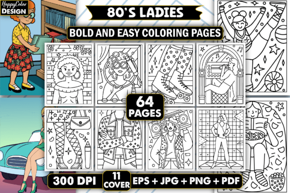 Download 80's Ladies: Bold &amp; Easy Coloring Pages - Coloring pages Collection