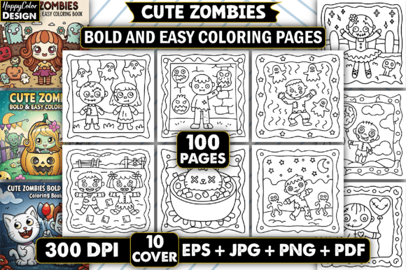 Download Cute Zombies: Bold &amp; Easy Coloring Pages - Coloring pages Collection