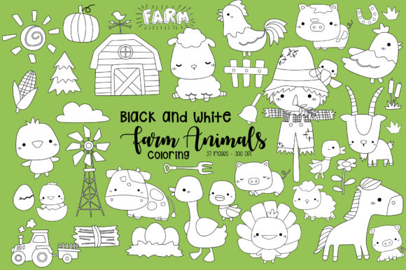 Download Black and White Coloring Farm Animal - Black and white coloring Collection