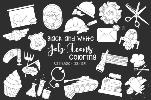 Download Black and White Coloring Job Icons - Black and white coloring Collection