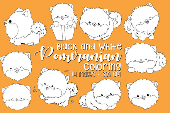 Download Black and White Coloring Pomeranian - Black and white coloring Collection