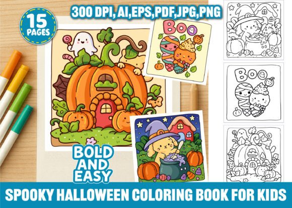 Download Spooky Halloween Coloring Pages for Kids - Coloring pages Collection