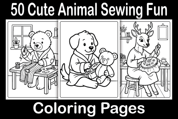 Download Cute Animal Sewing Fun Coloring Pages - Coloring pages Collection
