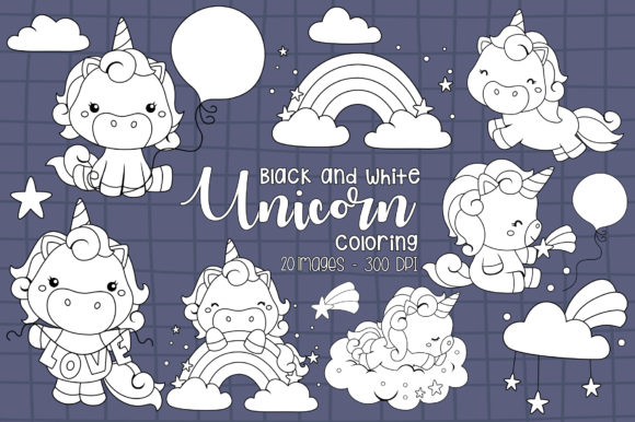 Download Black and White Coloring Unicorn - Black and white coloring Collection