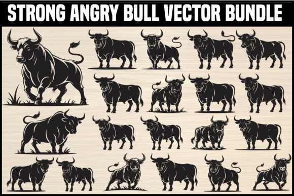 Download Strong Angry Bull Vector Collection - Premium Resources