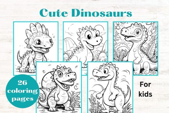 Download CUTE DINOSAURS Kids Coloring Book Pages - Kids coloring book Collection