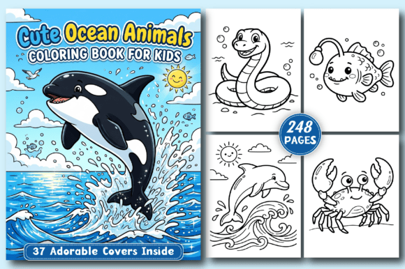 Download Cute Ocean Animals KIDS Coloring Book - Kids coloring book Collection