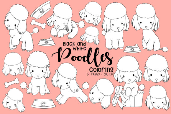 Download Black and White Coloring Poodles - Black and white coloring Collection