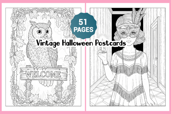 Download Halloween Postcards Coloring Pages - Coloring pages Collection
