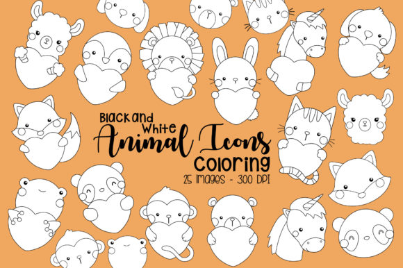 Download Black and White Coloring Animal Icons - Black and white coloring Collection