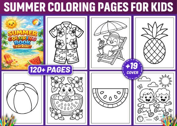 Download 120 SUMMER COLORING PAGES for KIDS-KDP - Coloring pages Collection