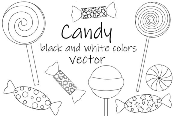Download Candy Lollipop Black and White Coloring - Black and white coloring Collection